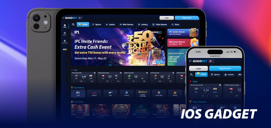 Open the Safari browser on your iOS device and go to the Gugobet website.