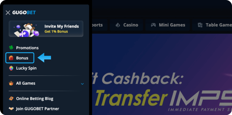 Click the bonus icon found on the left side of the lobby screen.